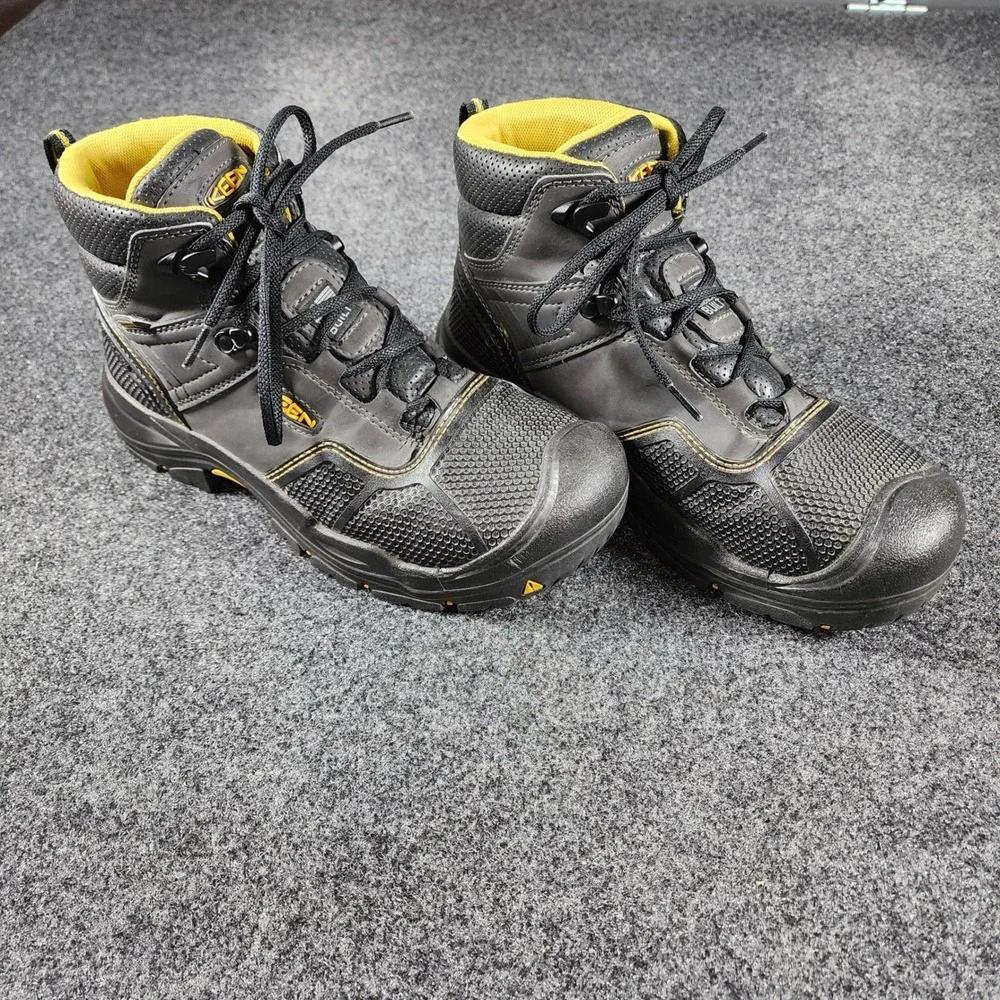 Keen Logandale Utility Work Boots Steel Toe Mens 8.5D Black Gray Waterproof